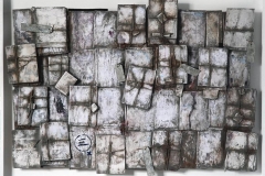 Akta I - Liber Manu Scriptus - Artefakty (2012, 75x103cm, akryl, karton, assemblage)