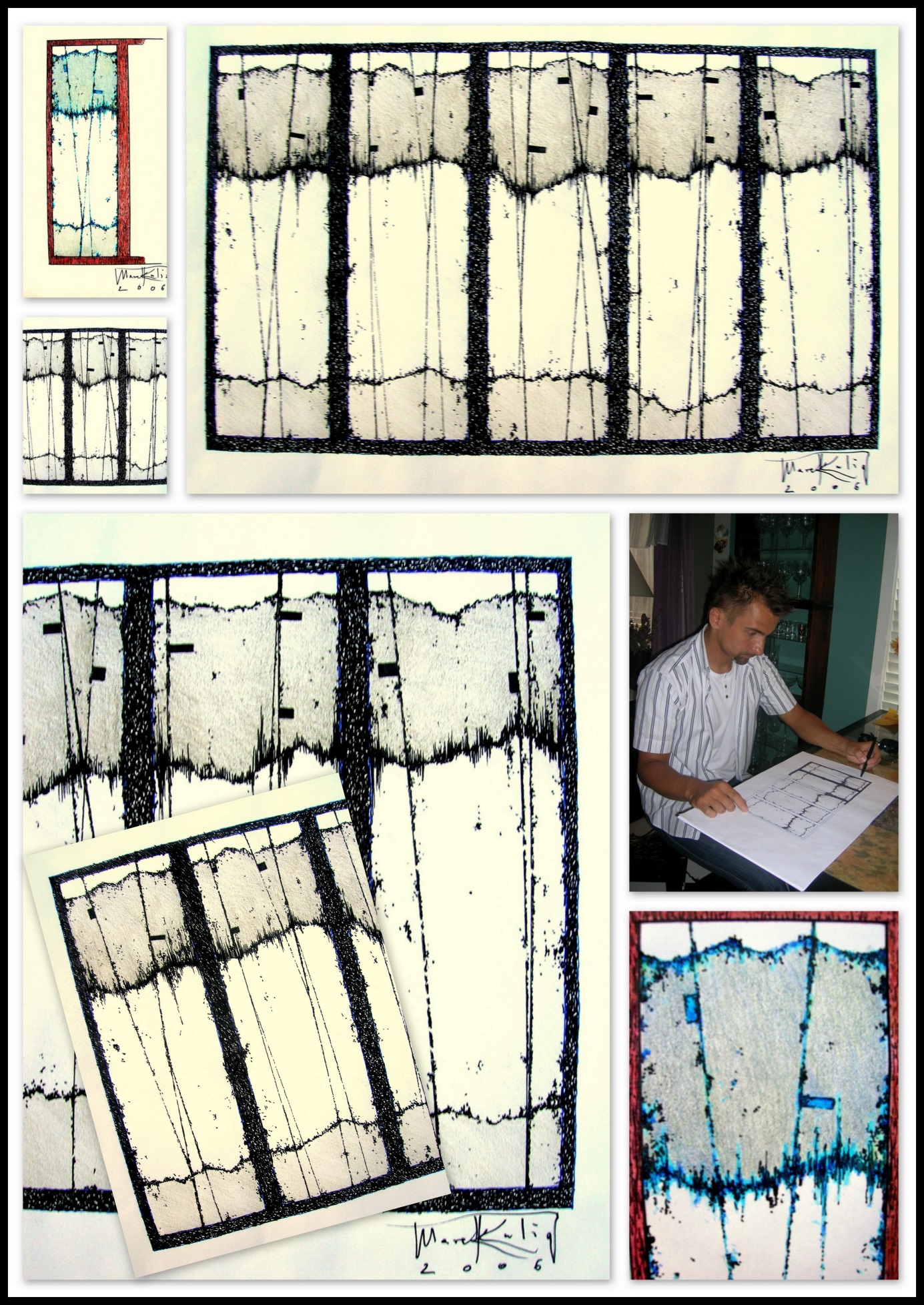 Projekt koncepcyjny malarstwa w architekturze do wnętrza Centrum Medycznego (rysunki koncepcyjne, plansze wykonawcze, forma realizacji szkło, pigmenty, rytowanie) - Michigan, Livonia, USA, 2006